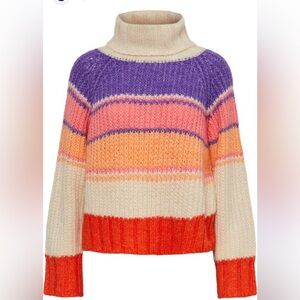 Pieces Colorful Striped Turtleneck Sweater